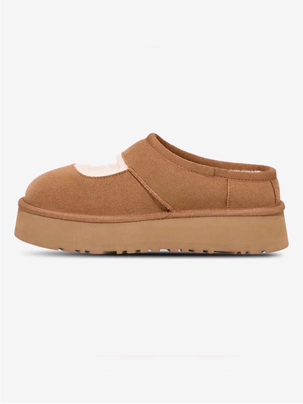 UGG Women's Bea Shearling Platform Chestnut Mary Jane Shoes - Picture 5 of 12